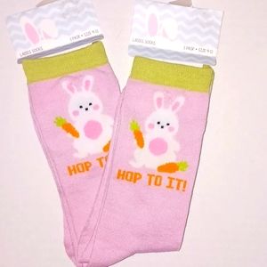 2 pr Easter socks women's 4 -10 shoe. Basket stuffer gift "Hop to it" pi…